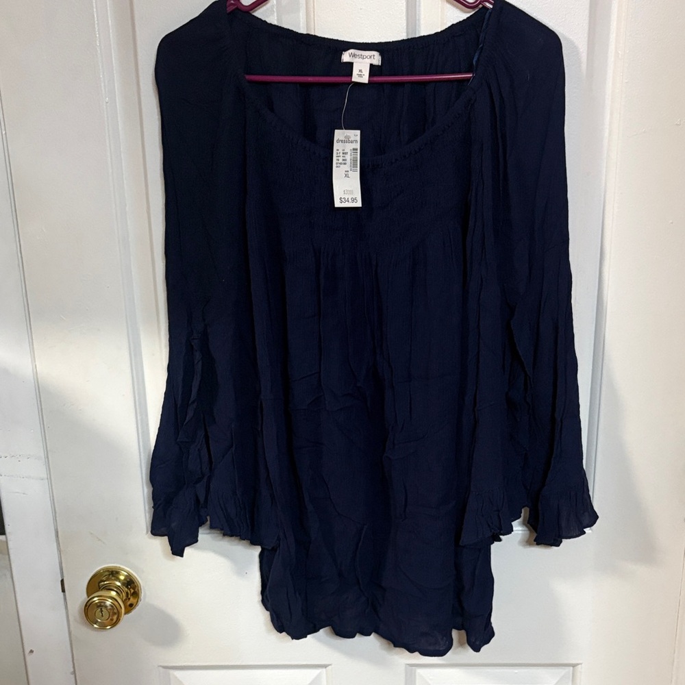 Anthropologie Deep Blue Blouse